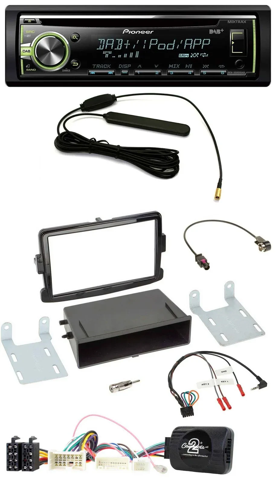 Автомагнитола Pioneer CD USB MP3 DAB, совместимая с кнопками на руле, для Dacia Duster/Dokker/Logan (с 2012)