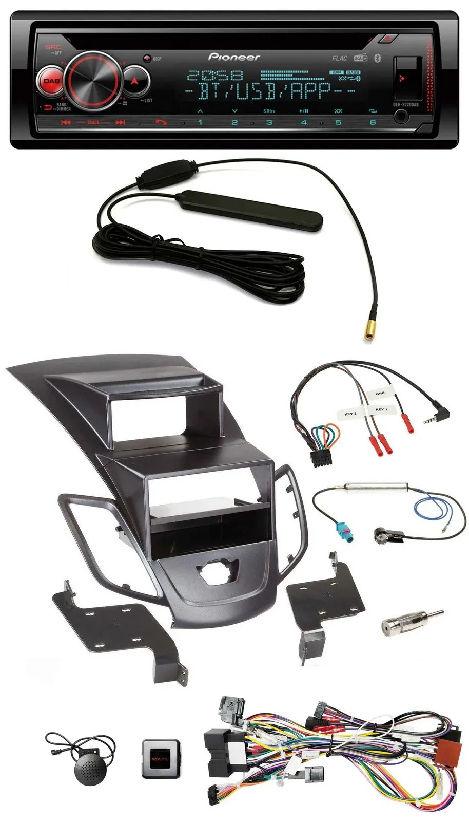 Pioneer USB DAB Lenkrad Bluetooth CD Autoradio für Ford Fiesta 08-10 Display sch