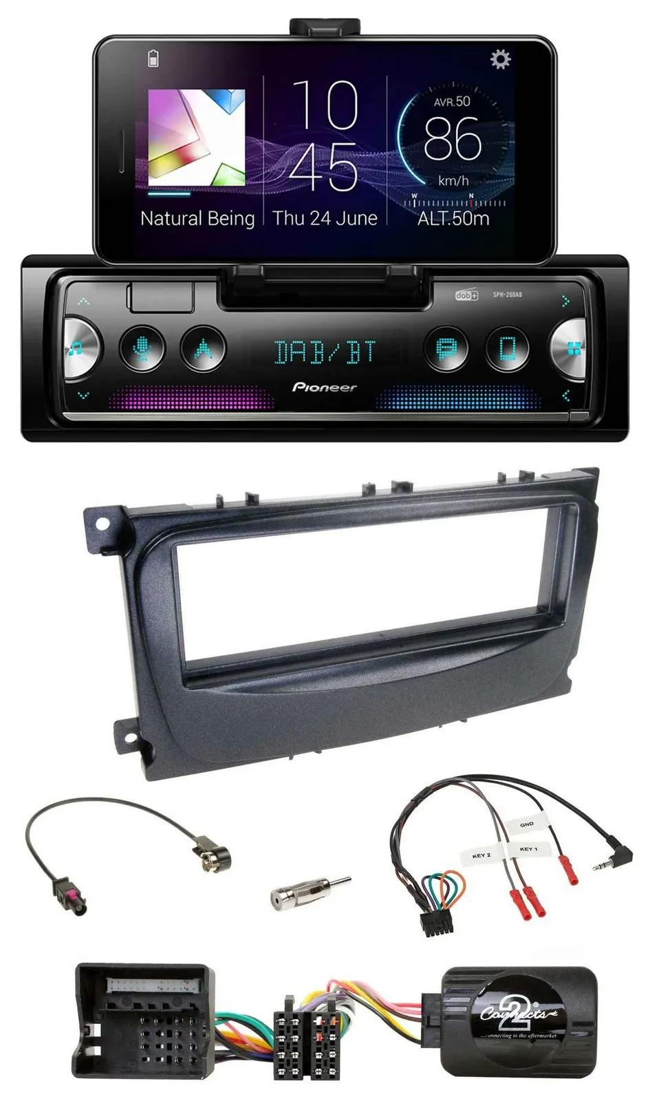 Pioneer USB Lenkrad Bluetooth DAB Autoradio für Ford S-Max Mondeo 07-14 schwarz