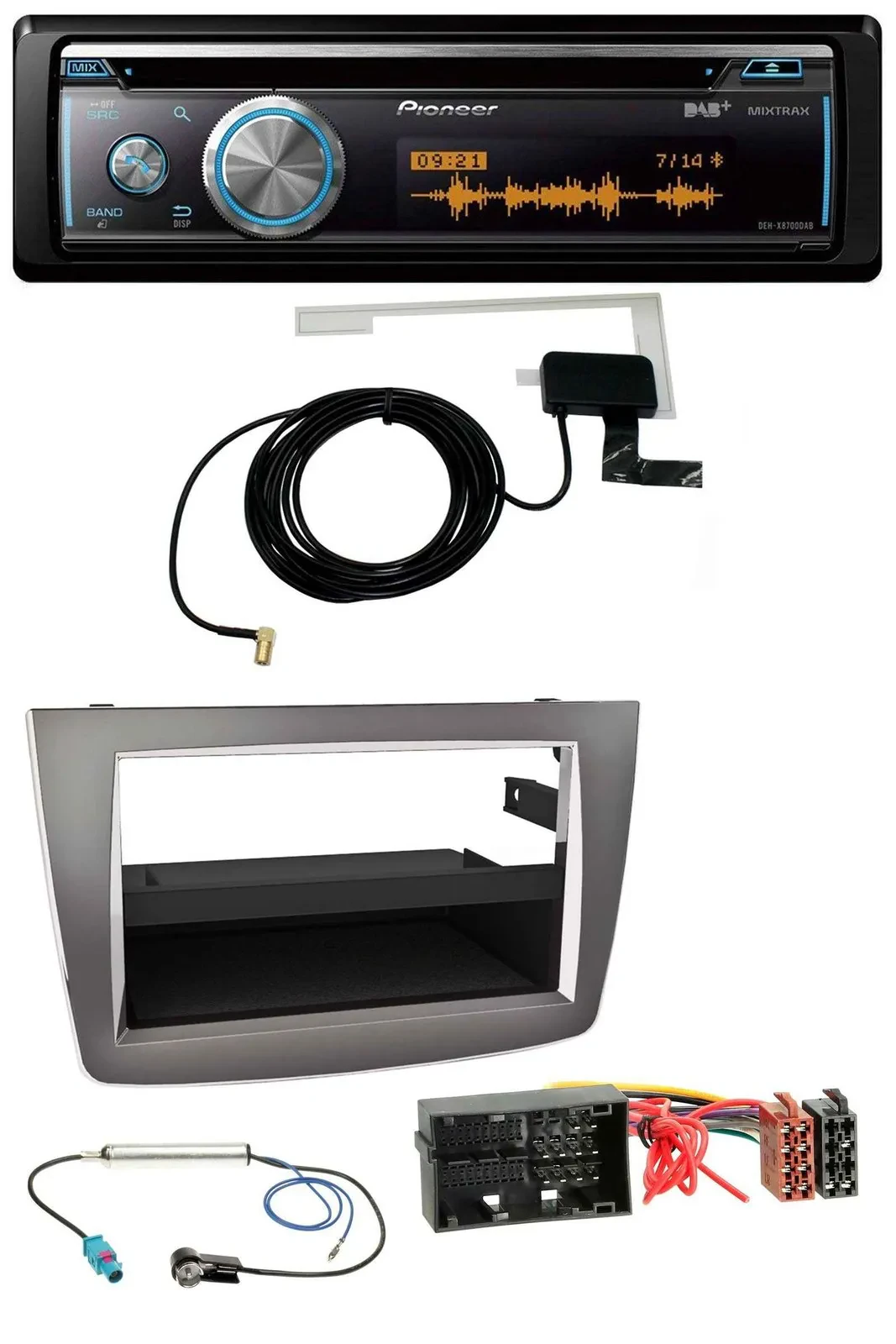 Автомагнитола для Alfa Romeo Mito Pioneer Bluetooth, DAB, CD/USB/MP3, серебристая (с 2014, 955)