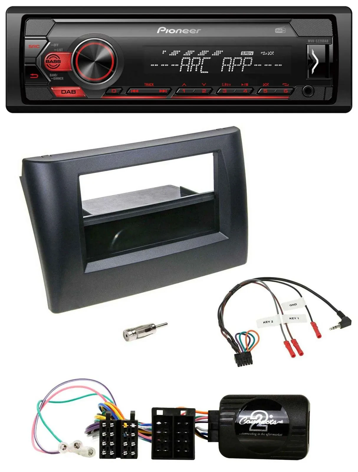 Pioneer DAB 1DIN MP3 Lenkrad USB Autoradio für Fiat Stilo 01-07 schwarz Ablage
