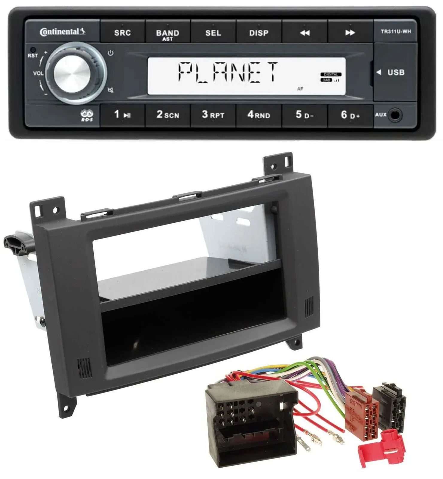 Continental USB MP3 AUX 1DIN Autoradio für Mercedes A- B-Klasse Vito rubbertouch