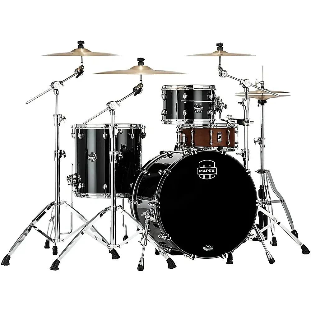 Mapex Saturn Evolution Hybrid Organic Rock 3-Piece Shell Pack W/22" Bass Pn Blk