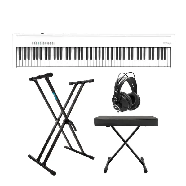 Roland FP-30X Digital Piano with Speakers White with Keyboard Stand Bundle