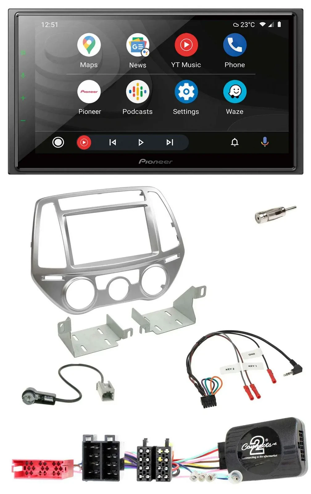 Pioneer USB 2DIN DAB Lenkrad Bluetooth Autoradio für Hyundai i20 2012-2014 man.