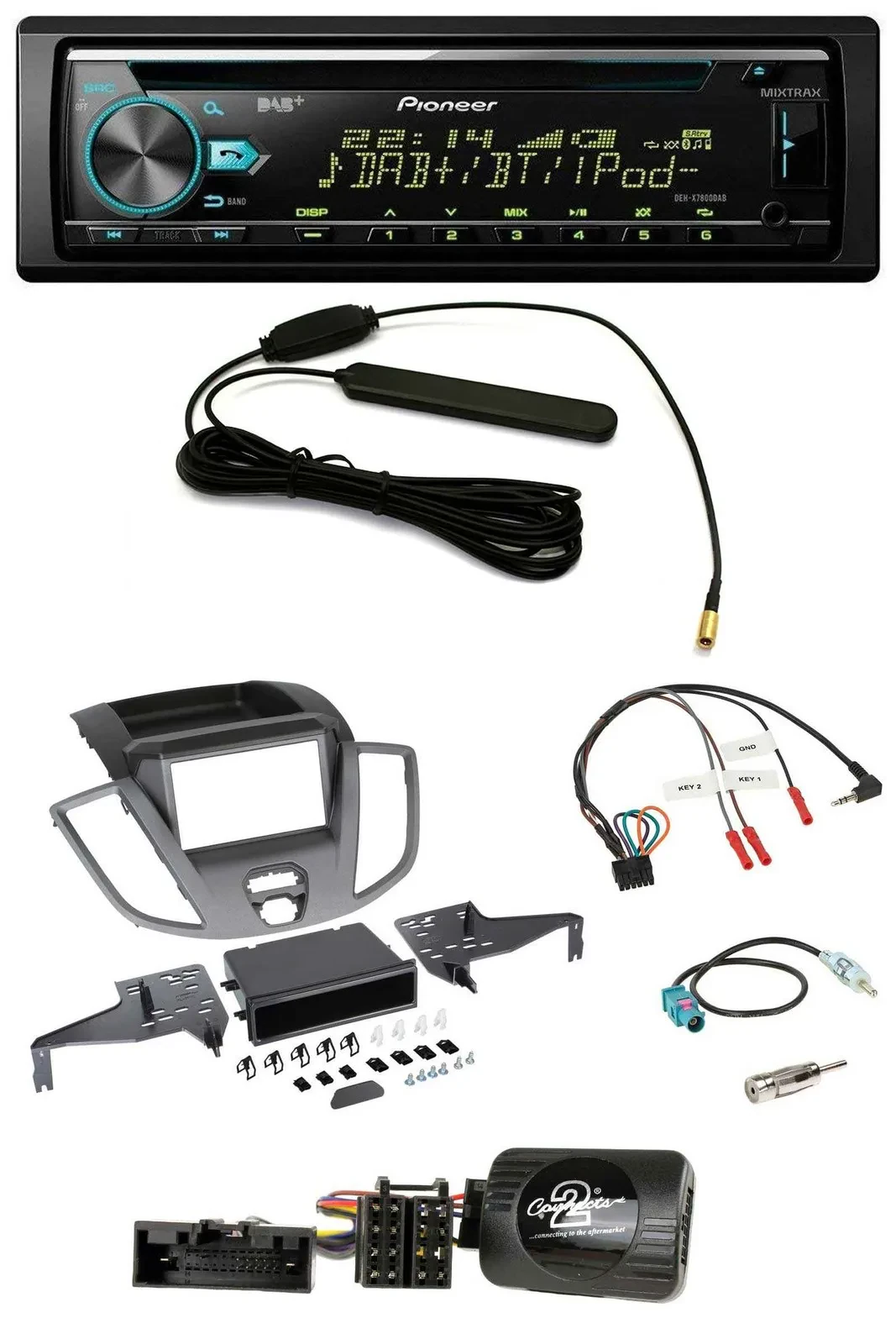 Pioneer CD MP3 Lenkrad DAB USB Autoradio für Ford Transit V363 15-18 ohne Displa
