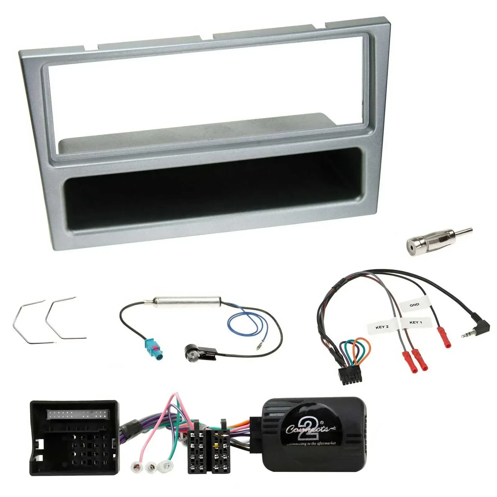 Einbauset Lenkradadapter DIN Autoradio für Opel Corsa C Tigra Meriva silber