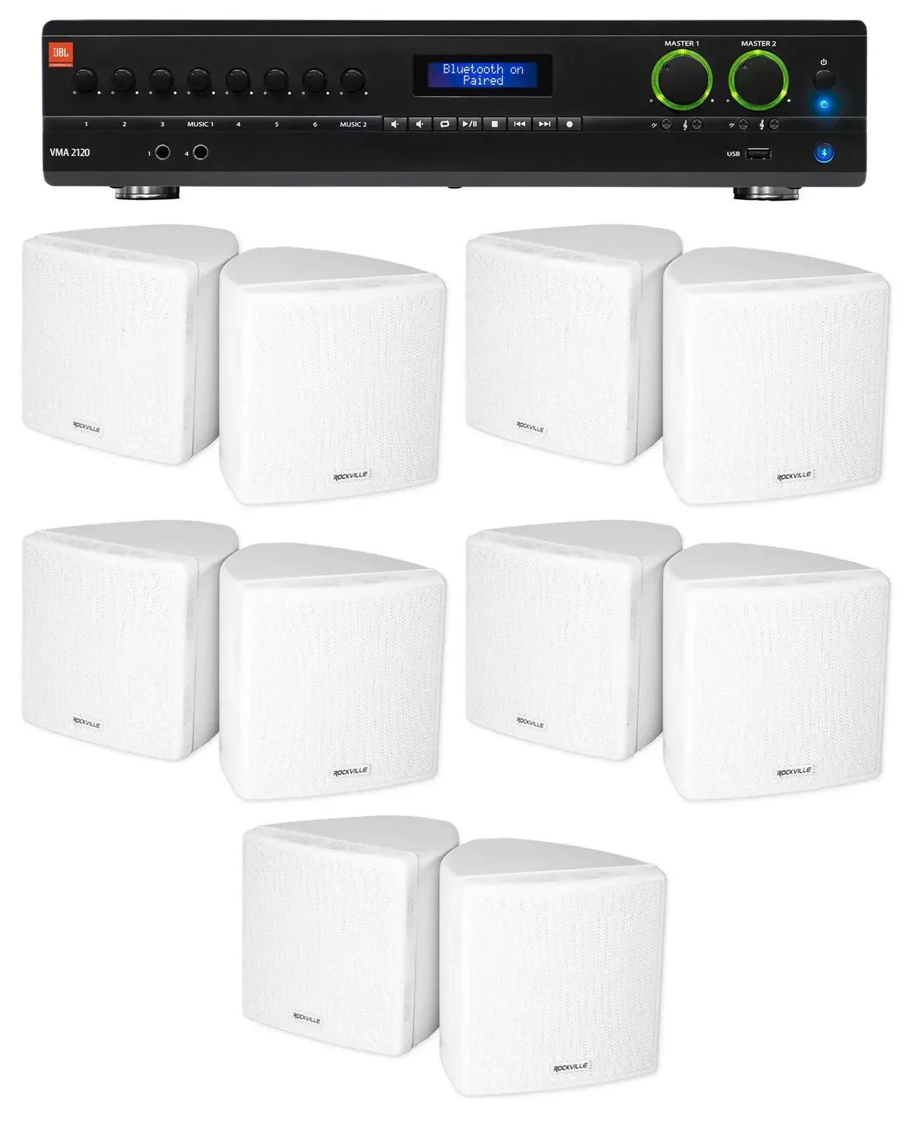 Настенная акустика JBL Cube 70v White с усилителем (10 штук)