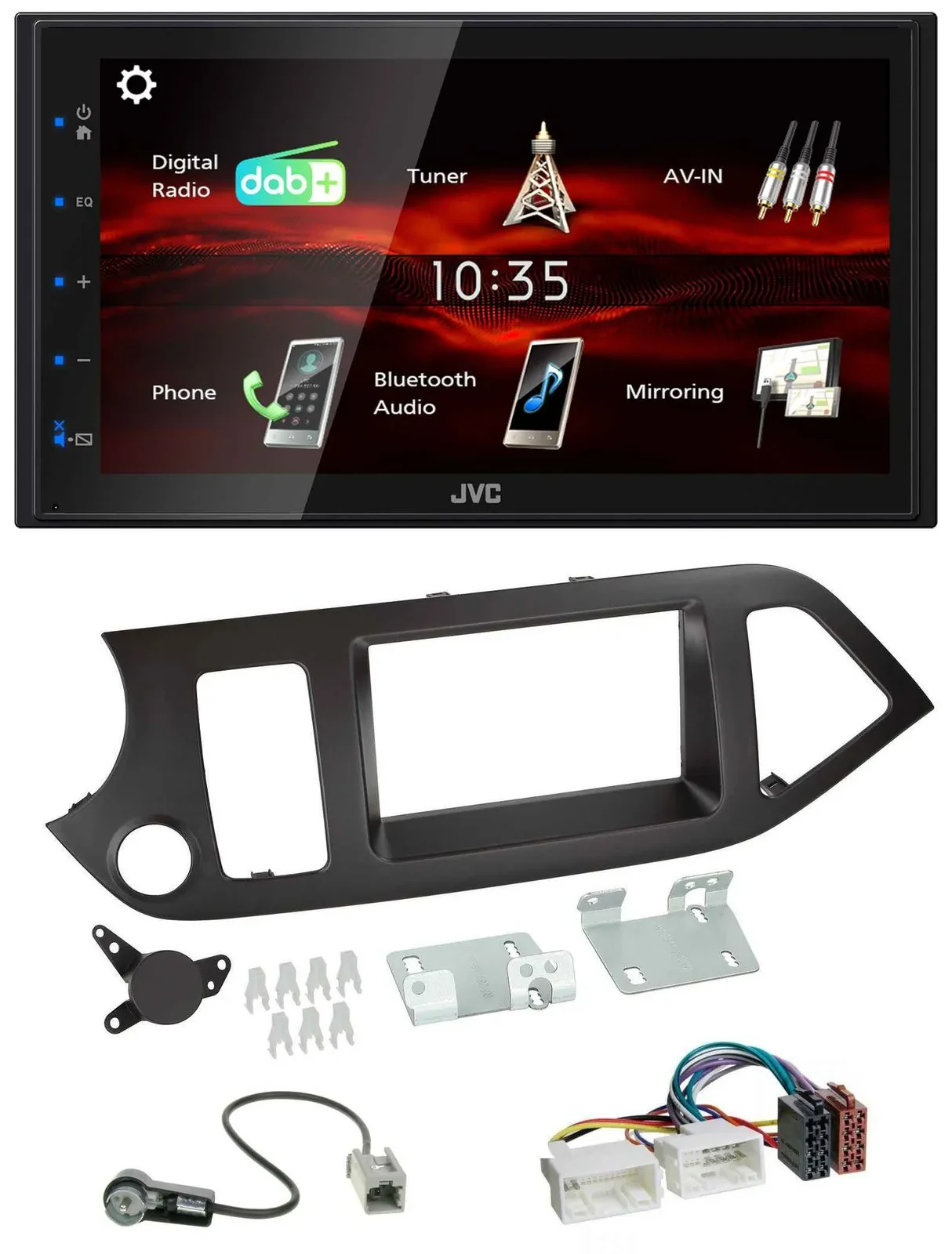 JVC USB Bluetooth MP3 DAB 2DIN Autoradio für Kia Picanto ab 11 ohne Start-Stop