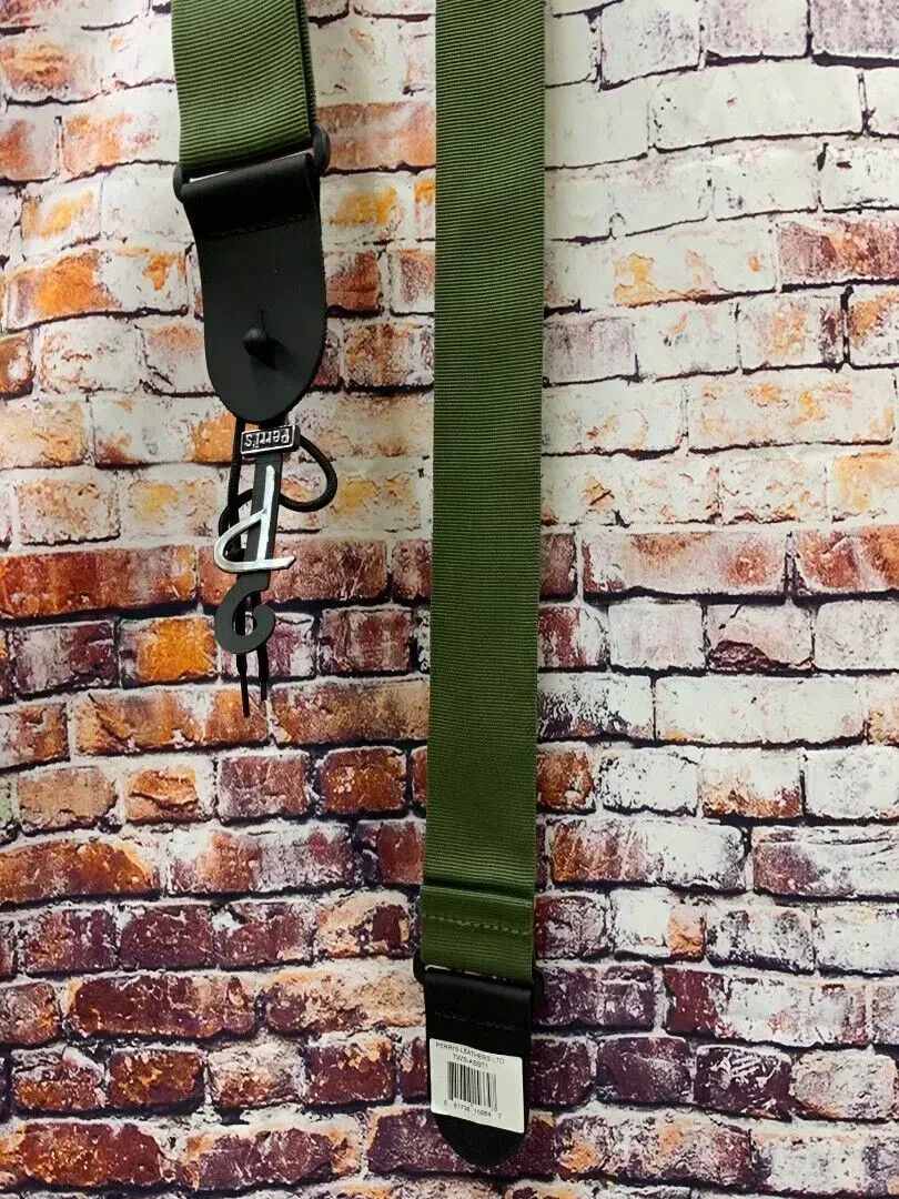 2" Wide Olive green Jacquard Guitar Strap - Perri's Leathers - Made in Canada