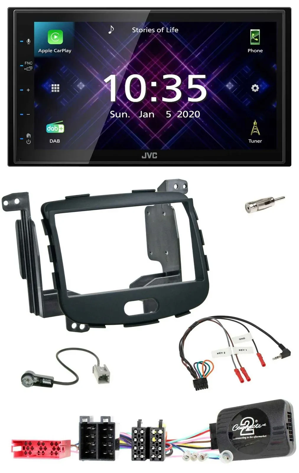 JVC DAB 2DIN Lenkrad Bluetooth USB Autoradio für Hyundai i10 09-13 Rubber Touch