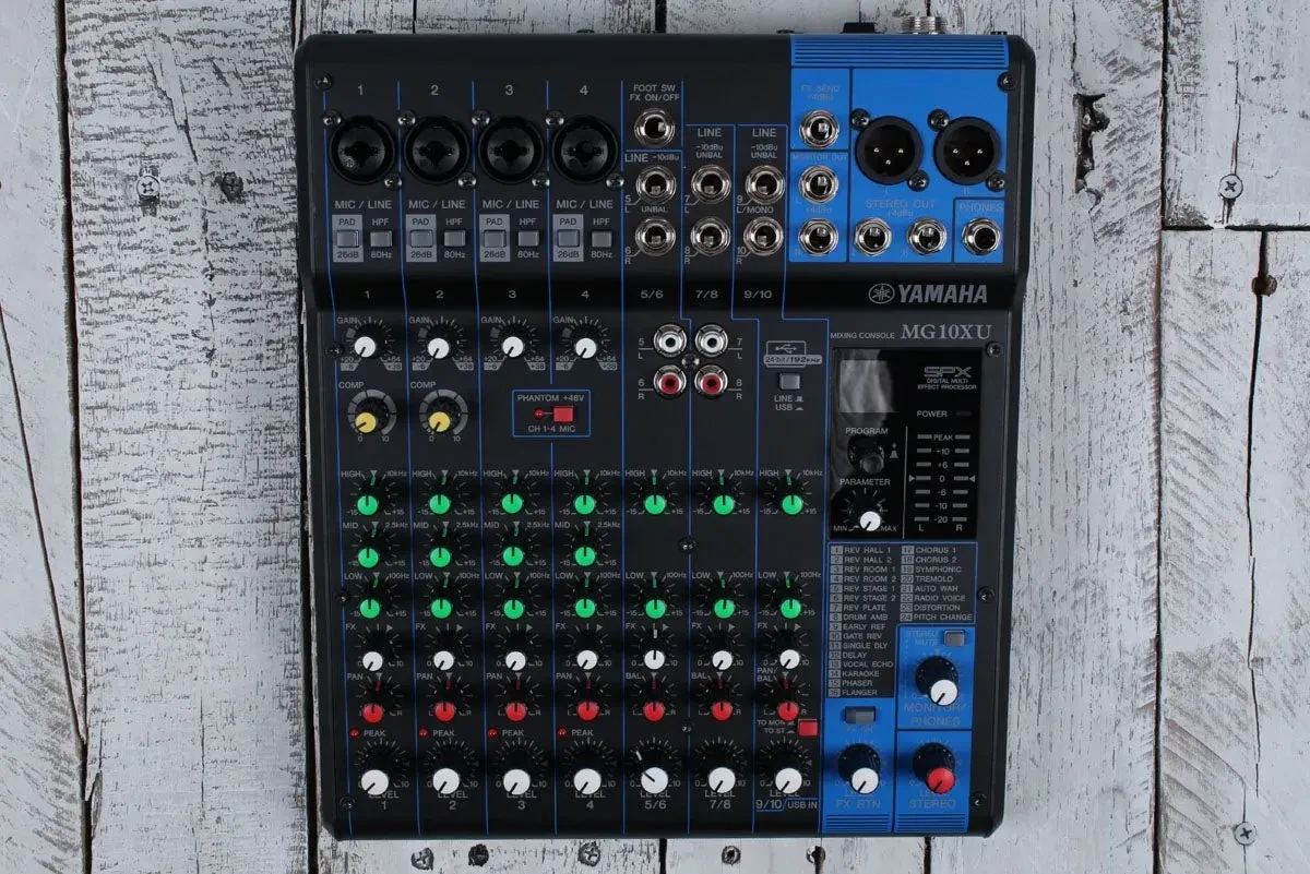 Б/У Микшерный пульт Yamaha MG10XU аналоговый, 10 каналов, USB, эффекты, 4 микрофонных предусилителя, 120V