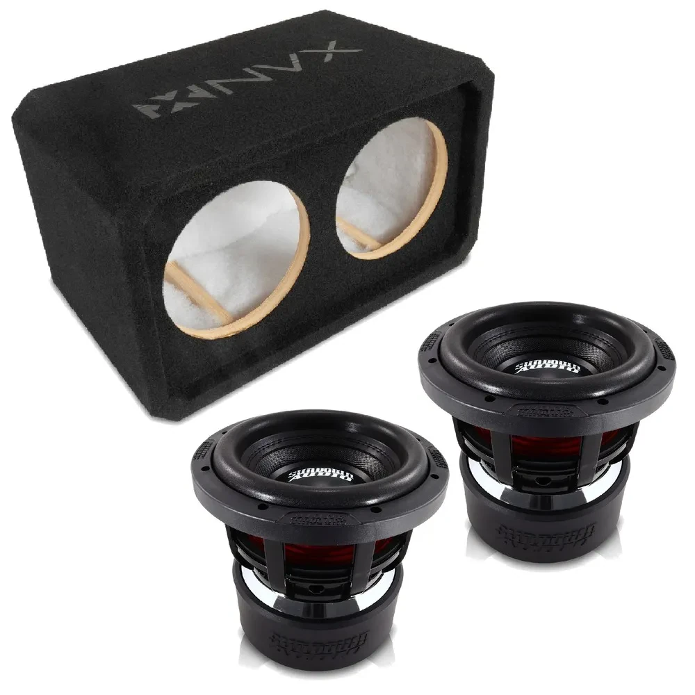 NVX NE82S Dual 8" Sealed 3/4" MDF Sub Enclosure w/ 8" X Series Car Subwoofer