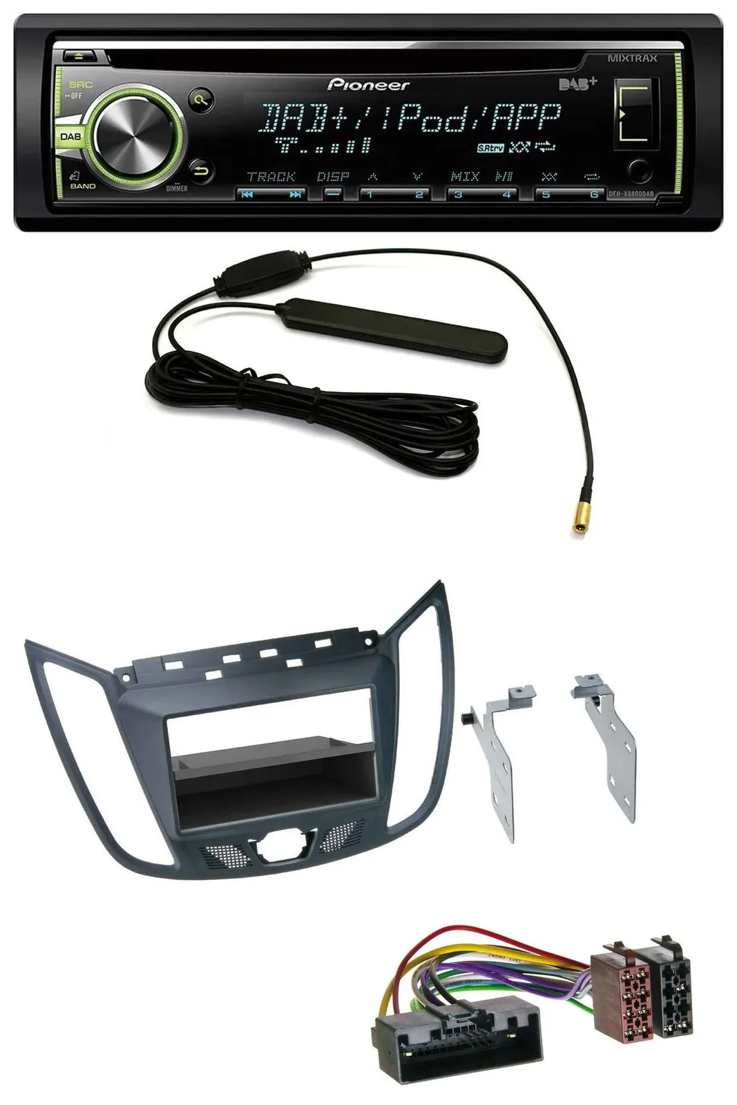 Автомагнитола Pioneer MP3 USB CD DAB AUX, темно-серый, для Ford C-Max/Kuga