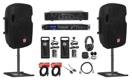 Karaoke Machine+Recording System W/8" Speakers+(2) Mics+Vocal Effects/9-Band EQ