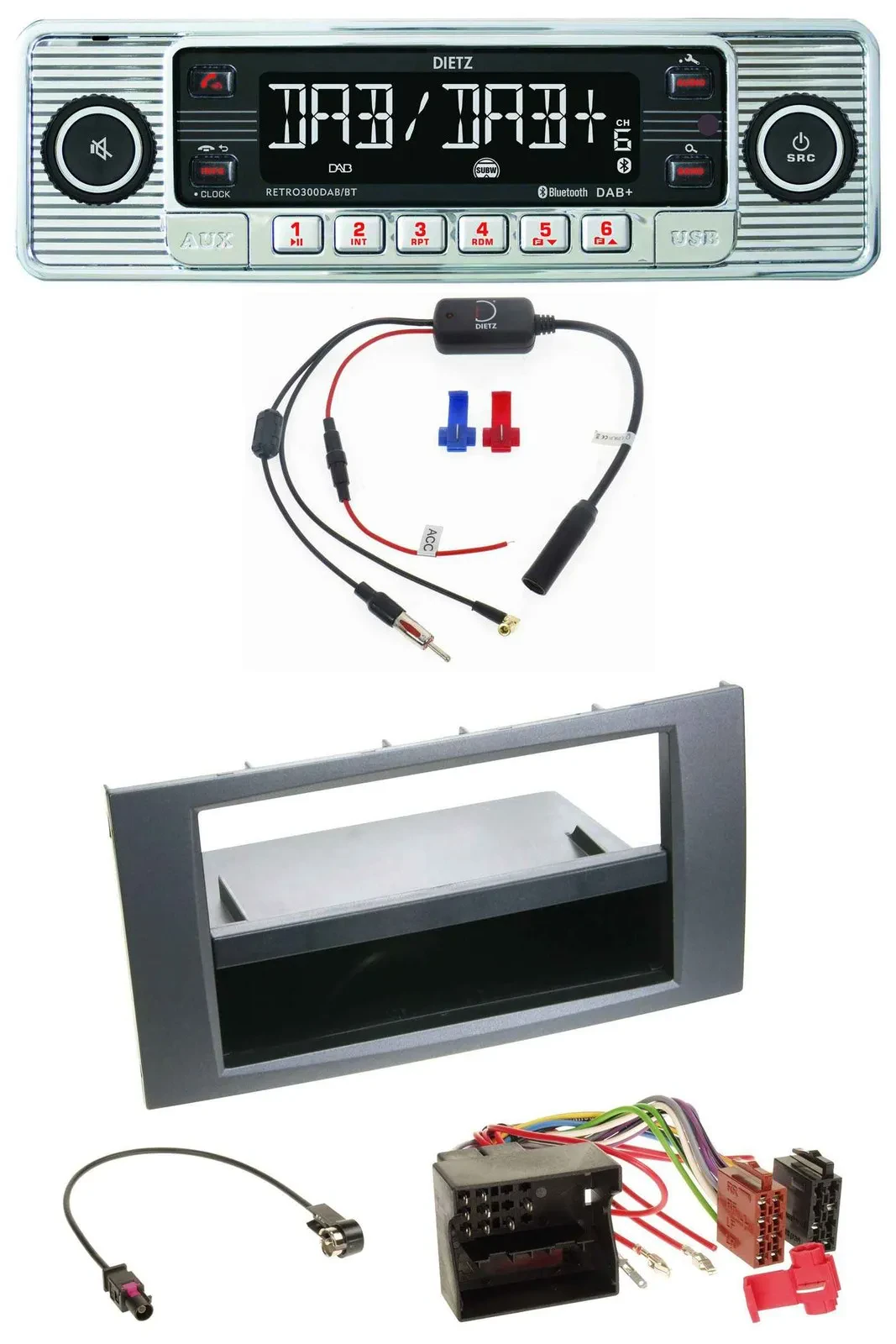 Dietz DAB USB MP3 Bluetooth Autoradio für Ford Focus C-Max Galaxy S-Max 03-07 an