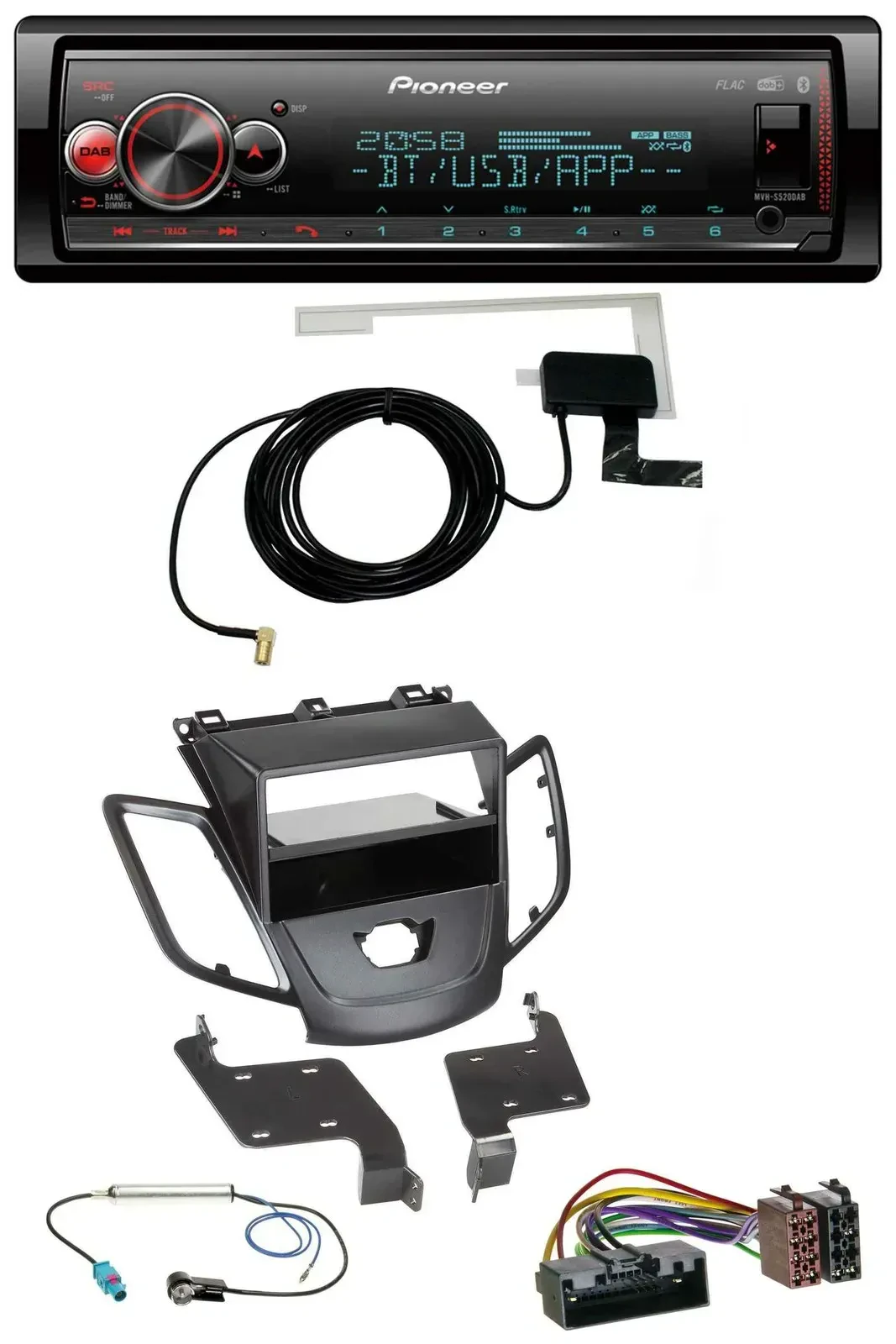 Автомагнитола для Ford Fiesta 2010–2017 (JA8) Pioneer Bluetooth, DAB, USB, MP3, для авто без дисплея