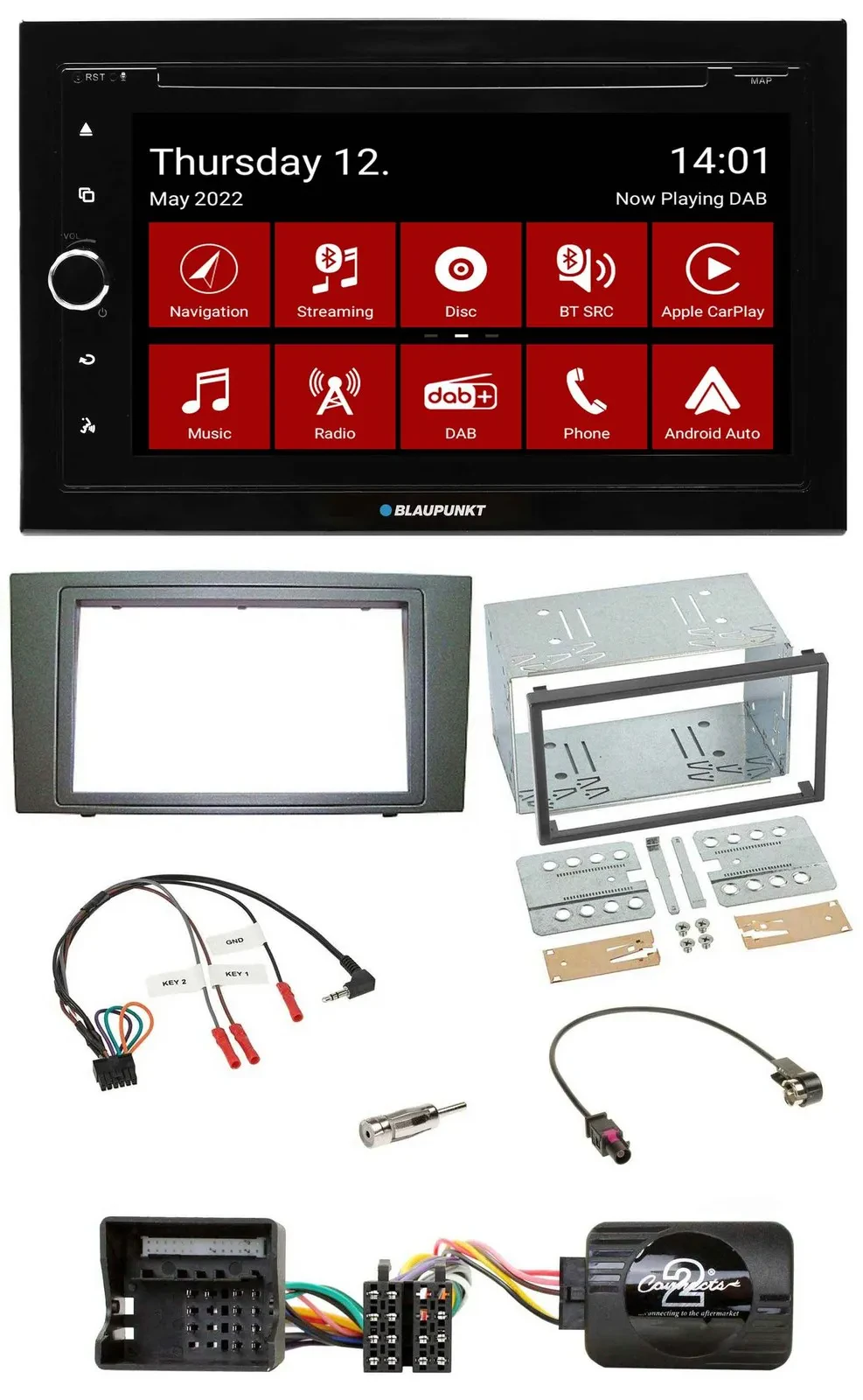 Blaupunkt 2DIN Lenkrad Bluetooth USB TMC DAB Navigation für Ford Mondeo 2003-200