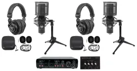 Rockville R-TRACK 2x2 2-Person Podcast Kit w/RCM PRO Microphone+Stand+Headphones