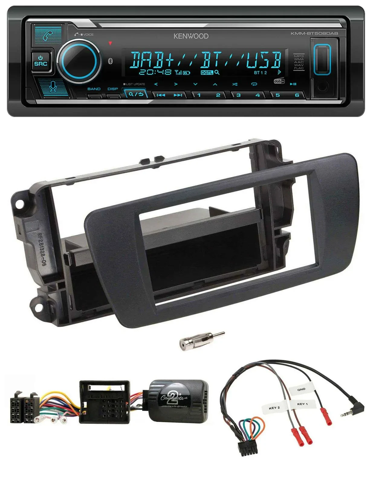 Kenwood Bluetooth Lenkrad DAB USB Autoradio für Seat Ibiza nitschwarz