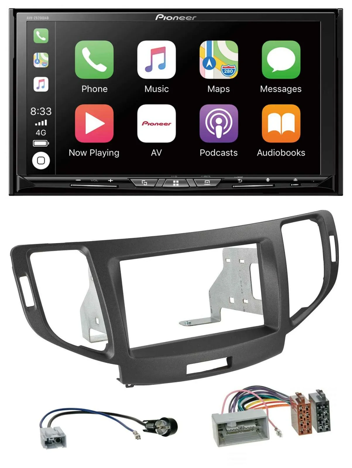 Pioneer 2DIN MP3 USB DAB DVD Bluetooth Autoradio für Honda Accord ab 11 anthrazi