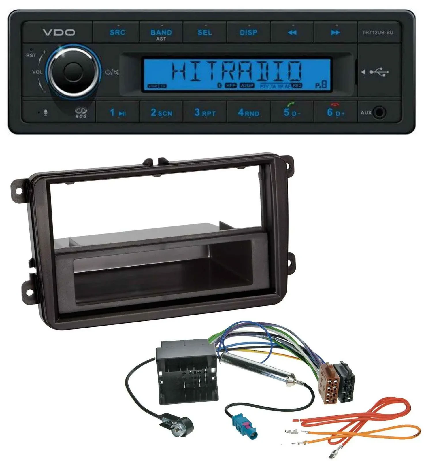 Автомагнитола VDO Bluetooth, USB, AUX, MP3 для Volkswagen Passat (2005–2010), Polo (2009–2014), Scirocco