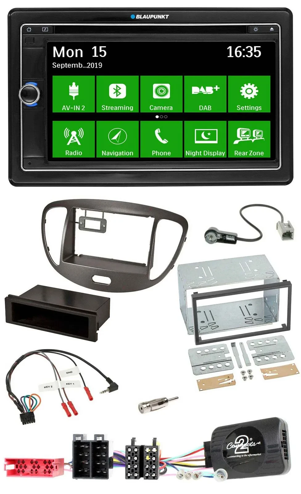 Blaupunkt Bluetooth 2DIN Lenkrad DAB USB TMC Navigation für Hyundai i10 2009-13