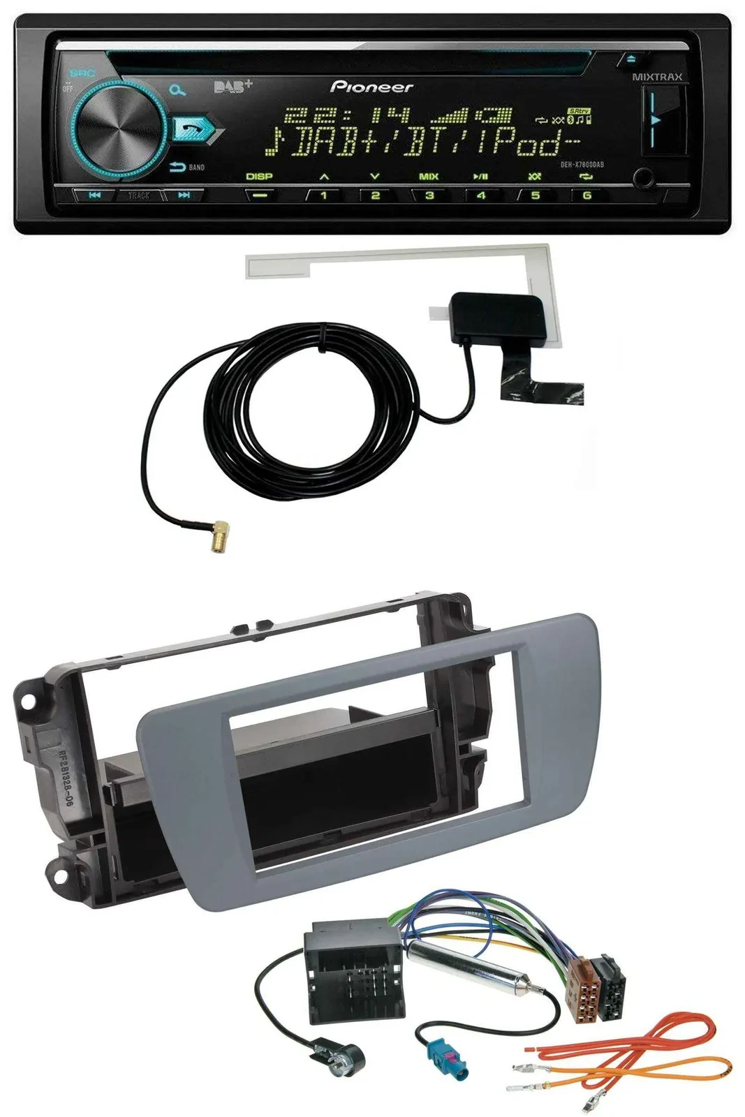 Pioneer MP3 AUX CD USB DAB Autoradio für Seat Ibiza (ab 08) conemaragrau