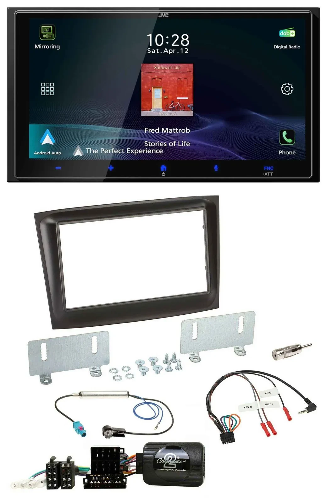 JVC USB Bluetooth 2DIN DAB Lenkrad Autoradio für Fiat Doblo ISO Can-Bus ab 15 sc