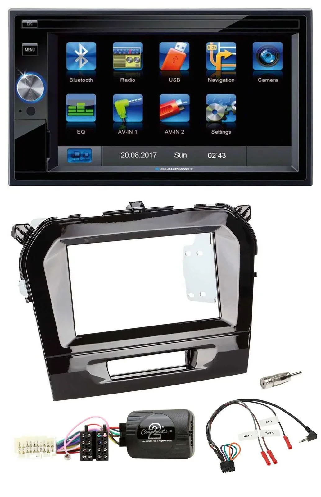 Blaupunkt SD USB TMC Bluetooth 2DIN Lenkrad Navigation für Suzuki Vitara ab 2015
