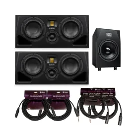 ADAM Audio A77H Three Way Active Studio Monitor Pair with Subwoofer and Cables