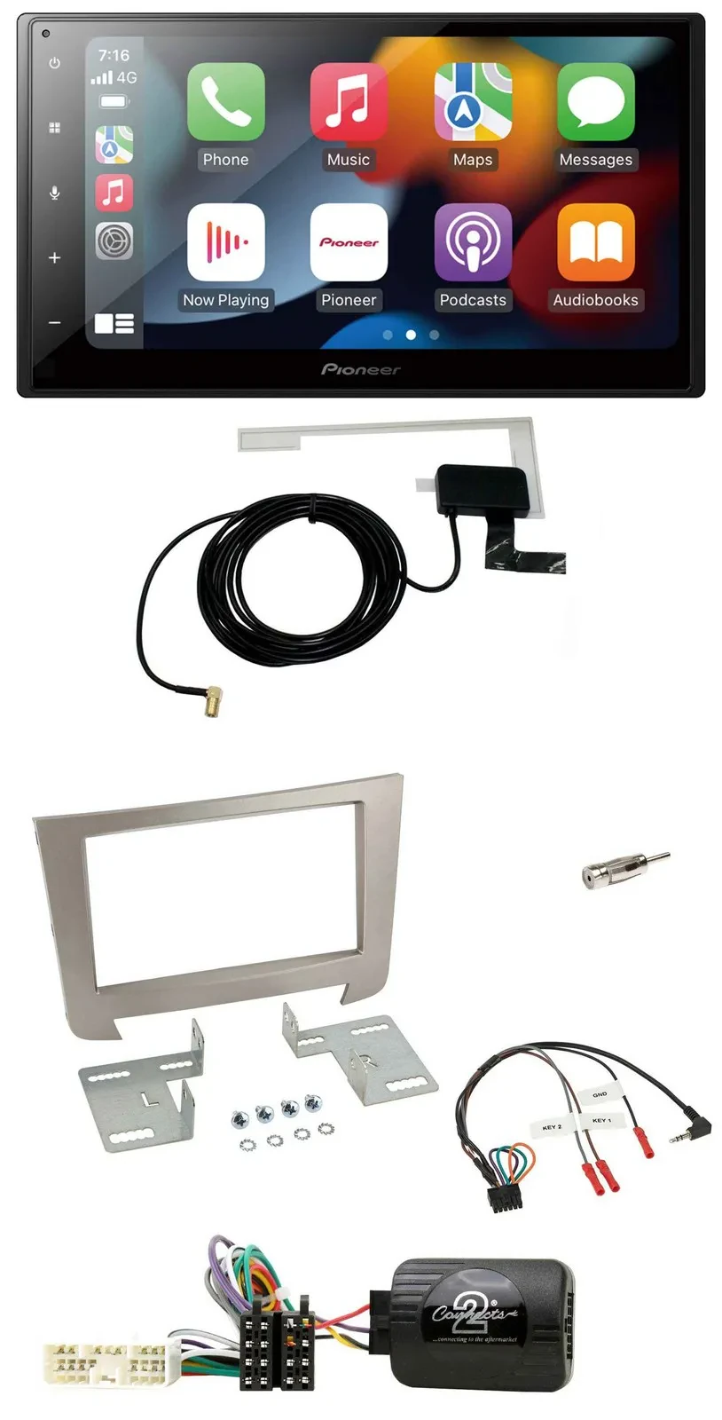 Pioneer Lenkrad USB Bluetooth DAB 2DIN Autoradio für SSangYong Rexton ab 2013