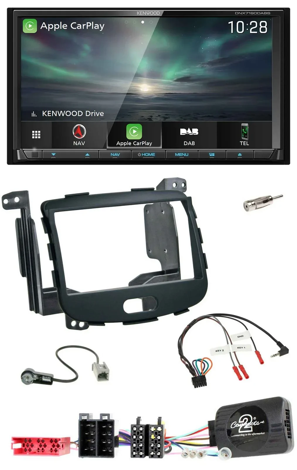 Kenwood Bluetooth USB 2DIN Lenkrad TMC DAB Navigation für Hyundai i10 09-13 Rubb