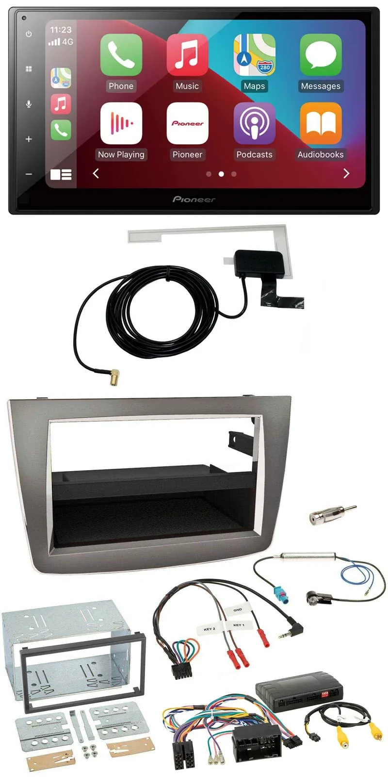 Автомагнитола 2DIN Pioneer USB Bluetooth DAB для Alfa Romeo Mito, серебристая