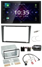 JVC DAB 2DIN Lenkrad Bluetooth USB Autoradio für Opel Corsa C 200-2004 charcoal