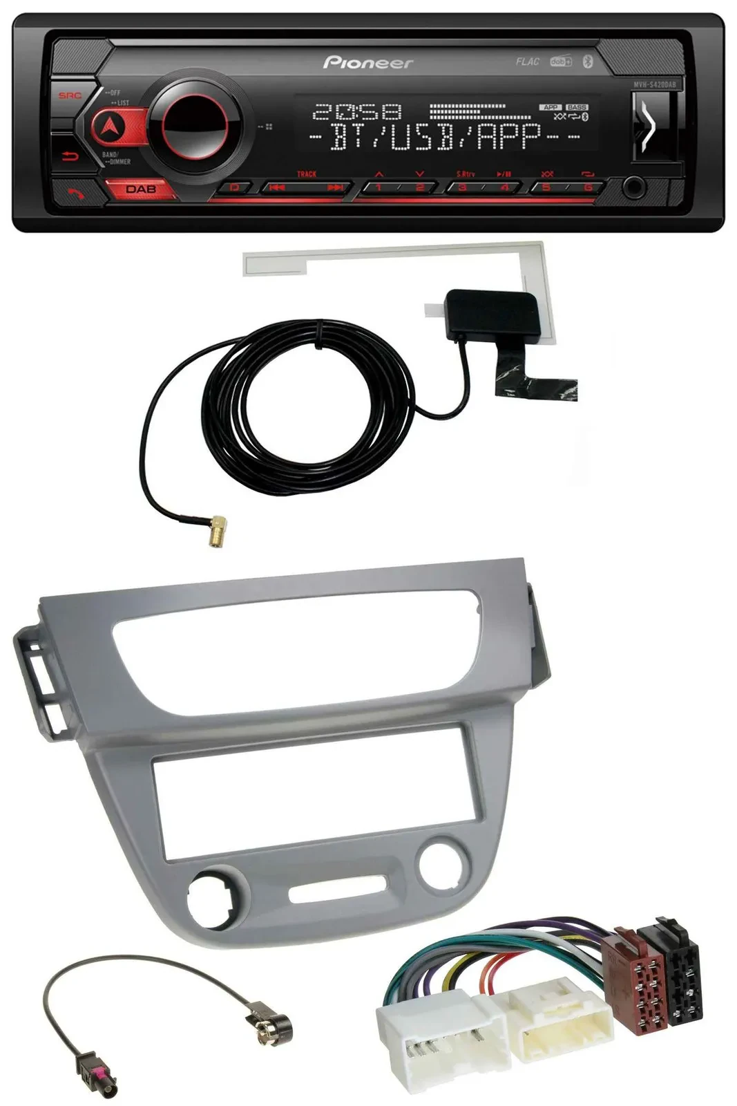 Pioneer DAB USB MP3 Bluetooth Autoradio für Renault Megane 3 (12-14) - grau