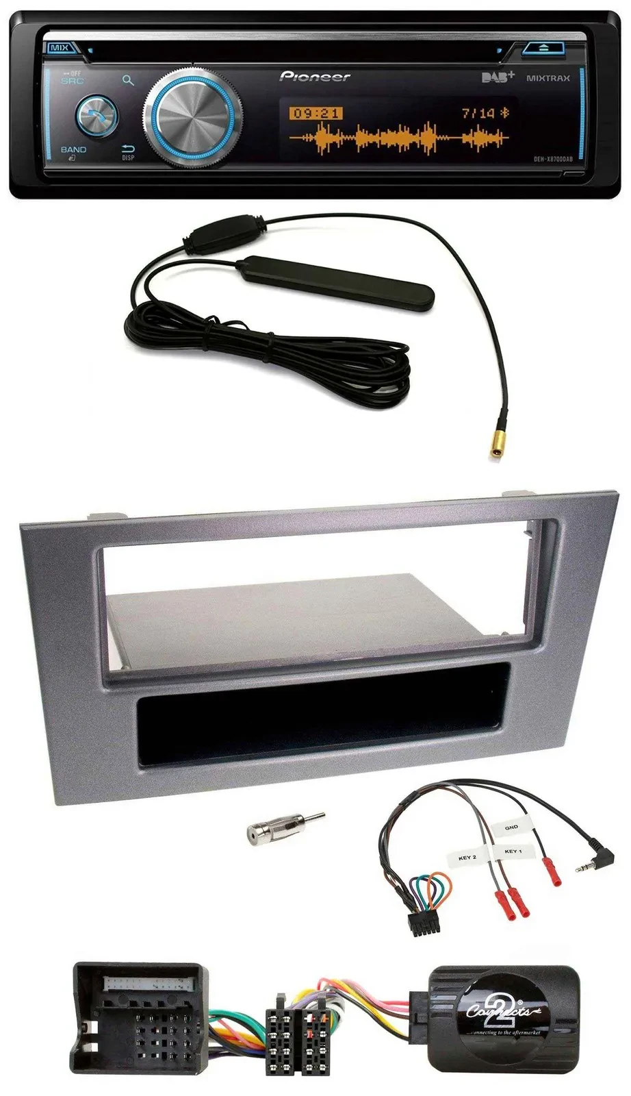 Автомагнитола для Ford Mondeo 2004–2007 Pioneer CD, USB, Bluetooth, DAB, антрацит, поддержка кнопок на руле