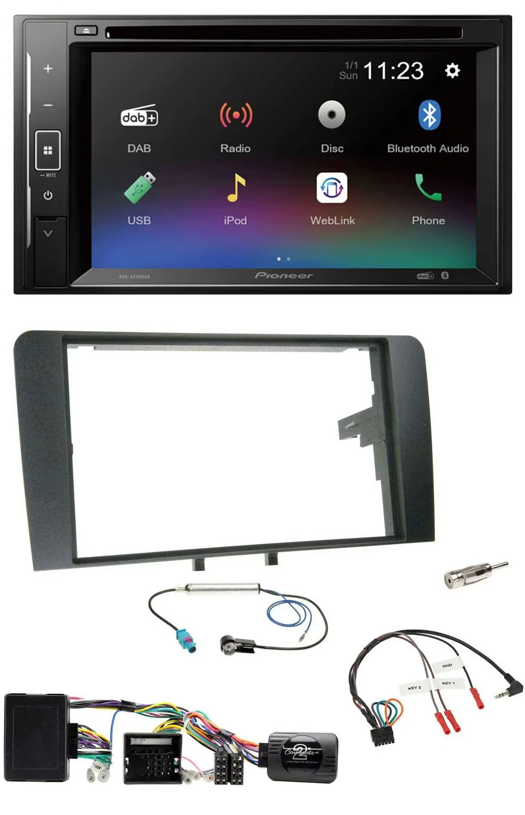 Pioneer Bluetooth Lenkrad USB 2DIN DAB DVD Autoradio für Audi A3 8P 03-12 Bose A