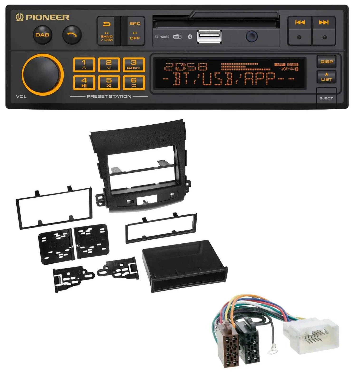 Автомагнитола Pioneer DAB, MP3, USB, Bluetooth для Citroen C-Crosser/Mitsubishi Outland