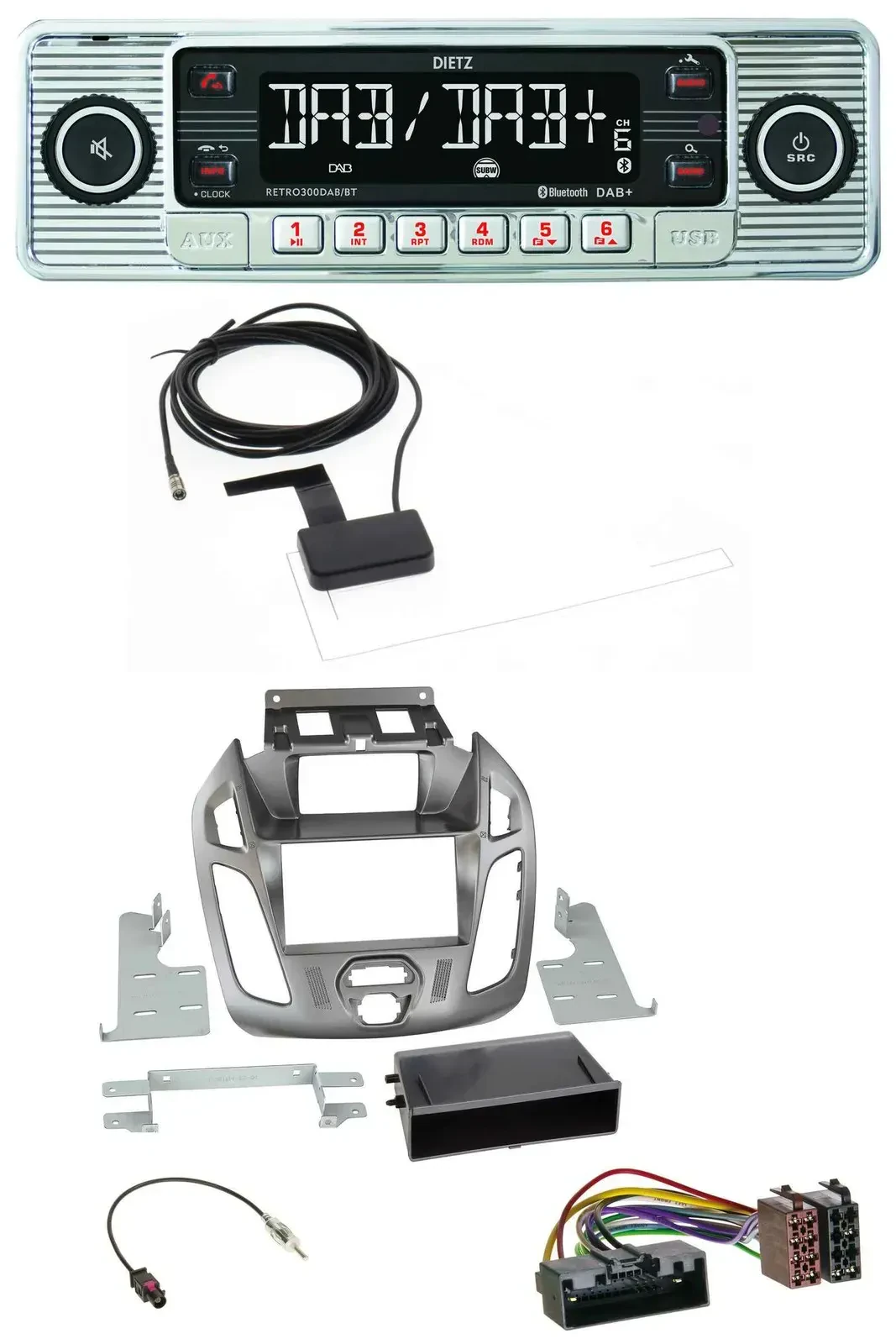 Dietz Bluetooth USB MP3 DAB Autoradio für Ford Transit Connect mit Display 12-18