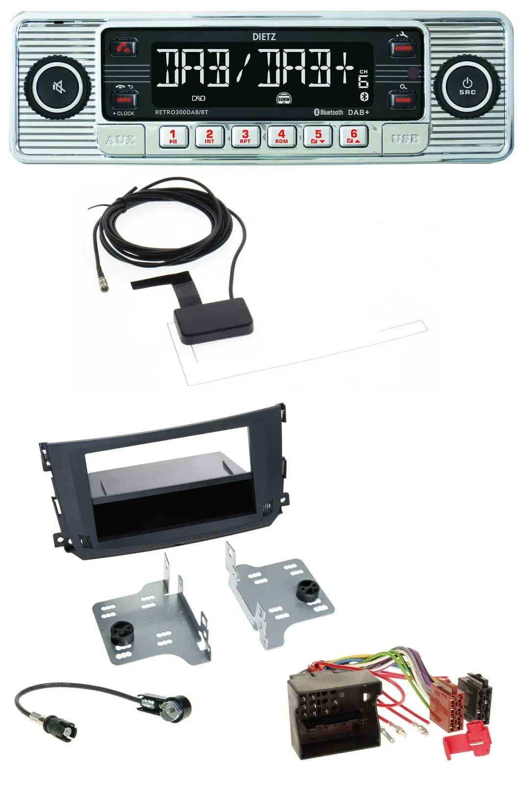 Dietz Bluetooth USB MP3 DAB Autoradio für Smart ForTwo (451, 2010-2015)