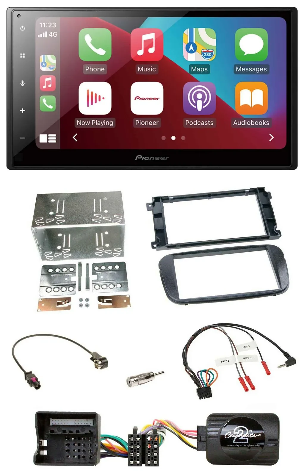 Автомагнитола Pioneer 2DIN DAB Bluetooth USB для Ford Focus/C-Max/Galaxy с поддержкой кнопок на руле