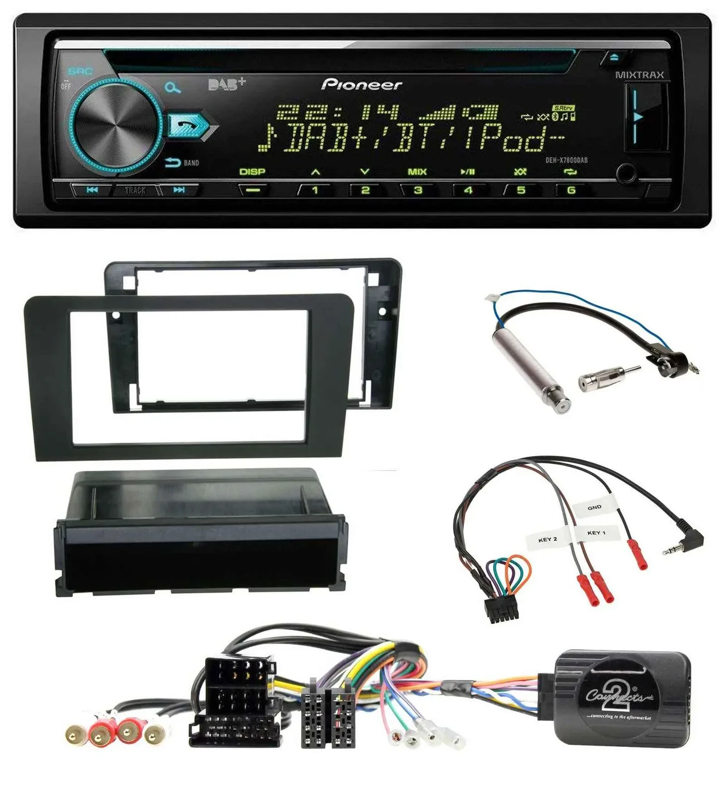 Pioneer DAB Lenkrad CD USB Bluetooth Autoradio für Audi A3 Symphony ISO 8P 2003-