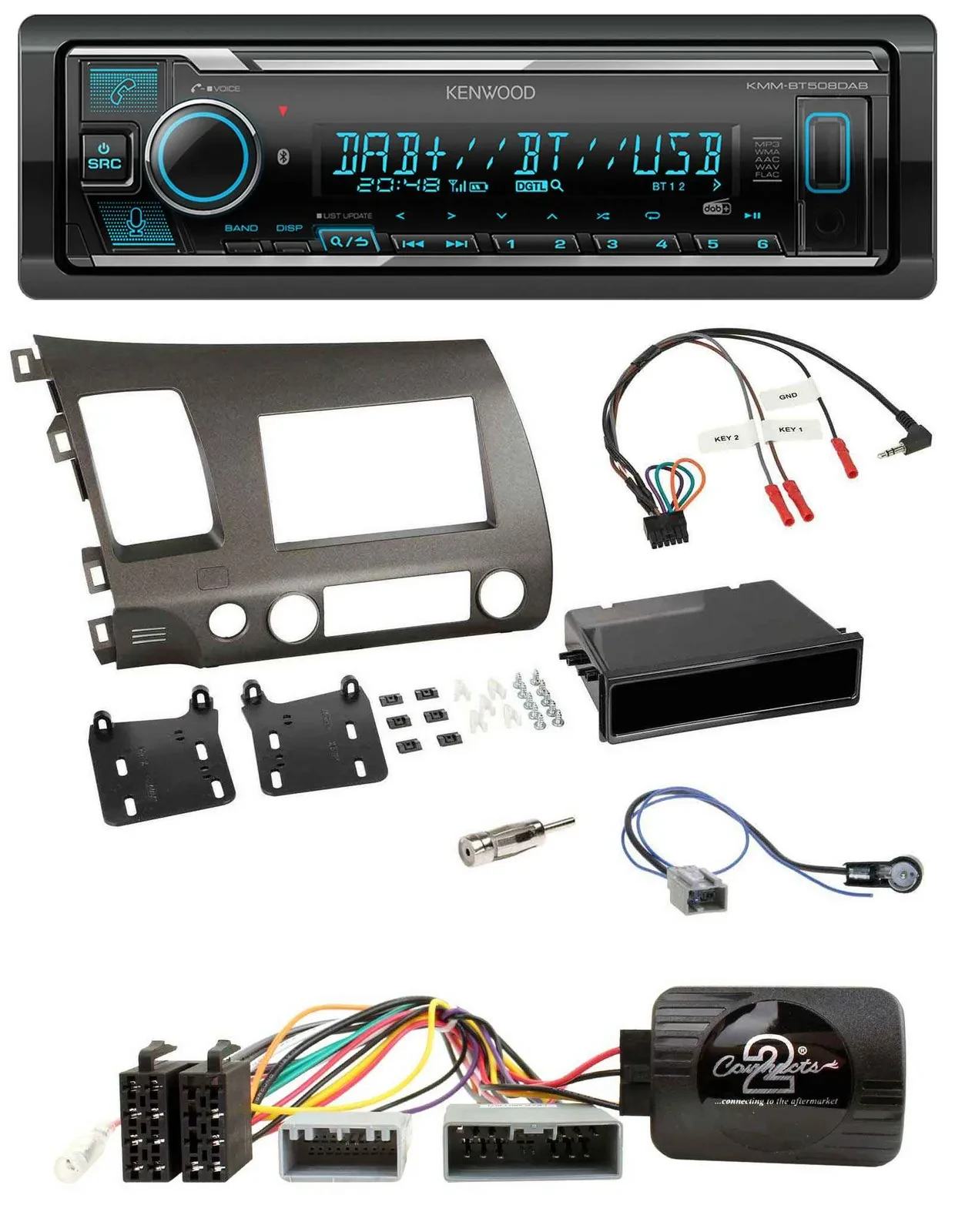 Kenwood Bluetooth Lenkrad DAB USB Autoradio für Honda Civic Hybrid 2006-2010 ant