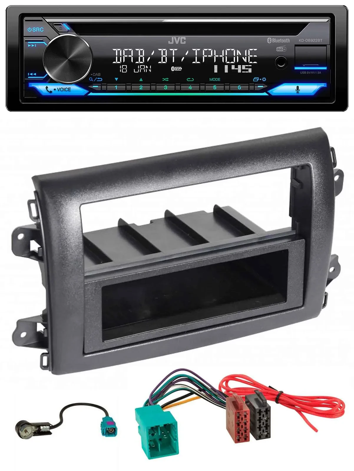 Автомагнитола для Fiat Ducato (Serie 8, с 2021) JVC Bluetooth, DAB, CD, USB, MP3