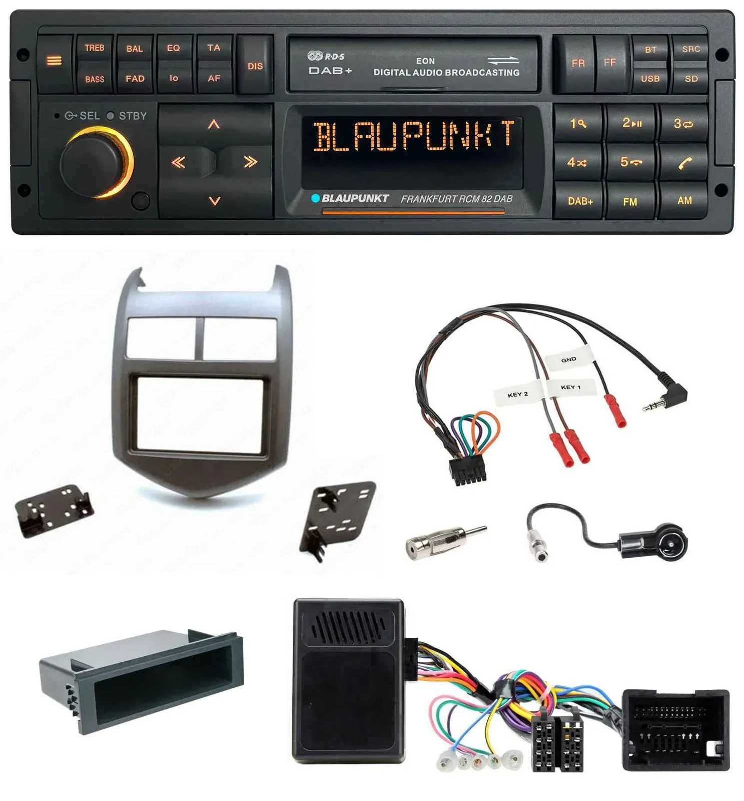 Blaupunkt USB DAB SD Lenkrad Bluetooth Autoradio für Chevrolet Aveo ab 11 dunkel