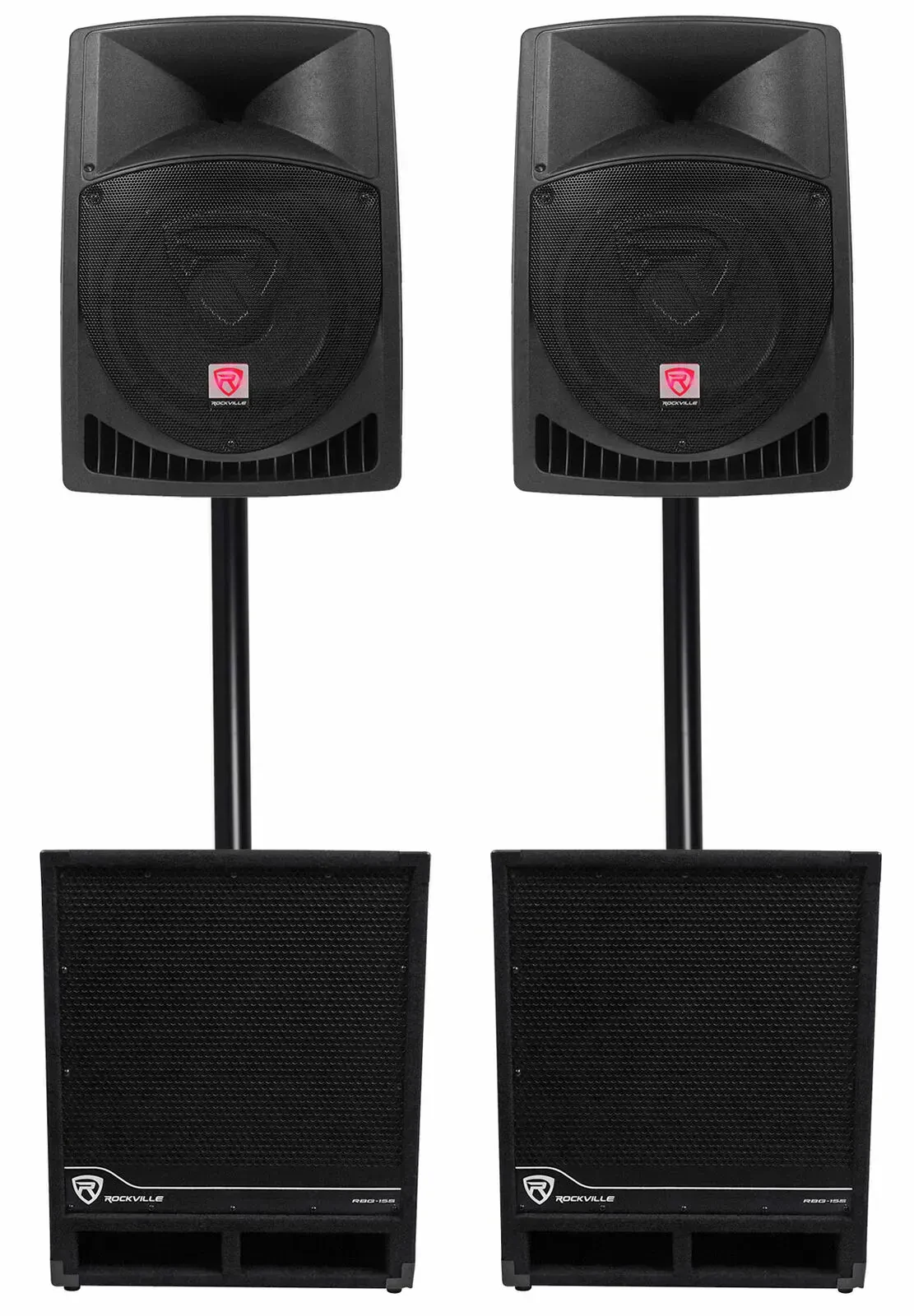 Активная акустическая система для DJ Rockville RPG12 + RBG15S 12" 1600W, сабвуферы 15" (набор, 4 шт.)