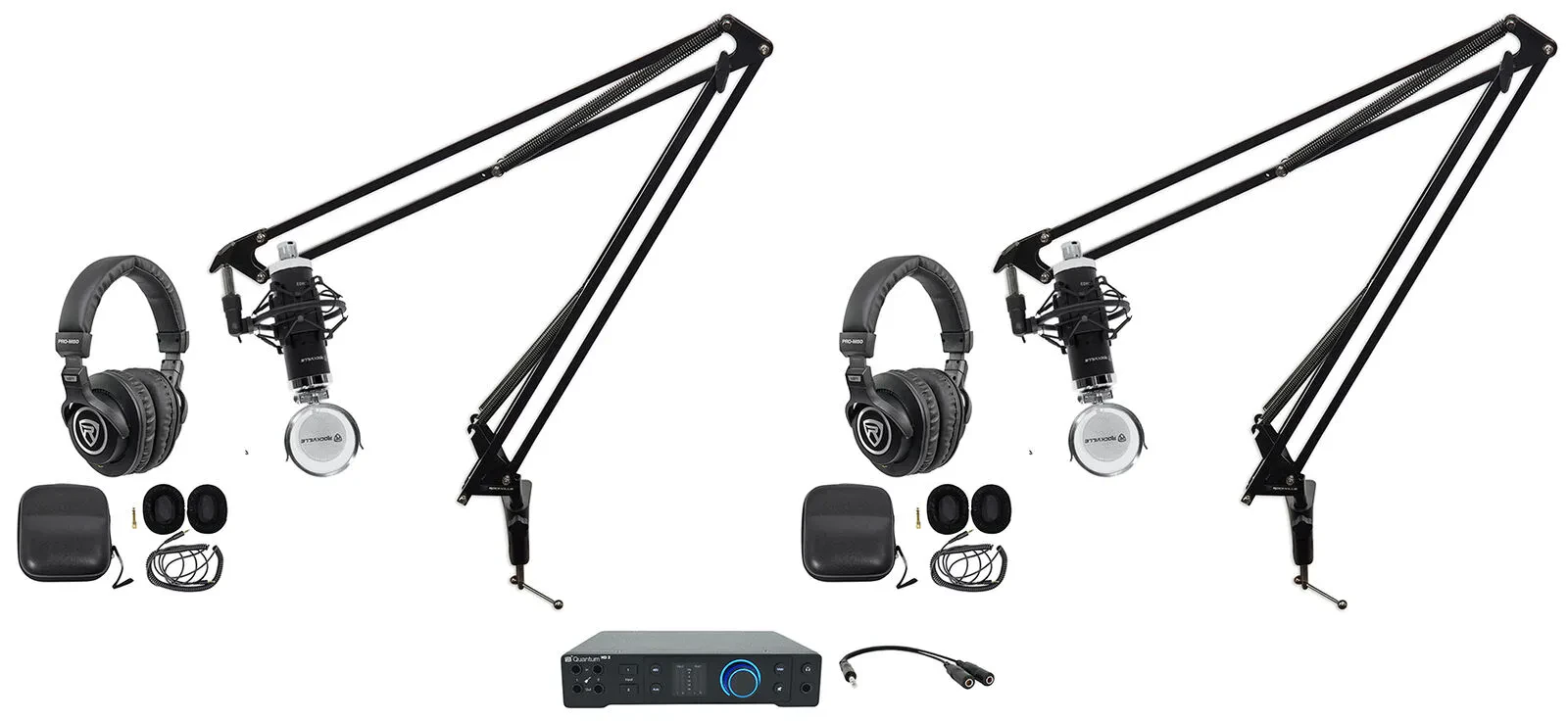2-Person Podcast Podcasting Recording Kit w/Presonus Quantum HD2 Interface+Booms