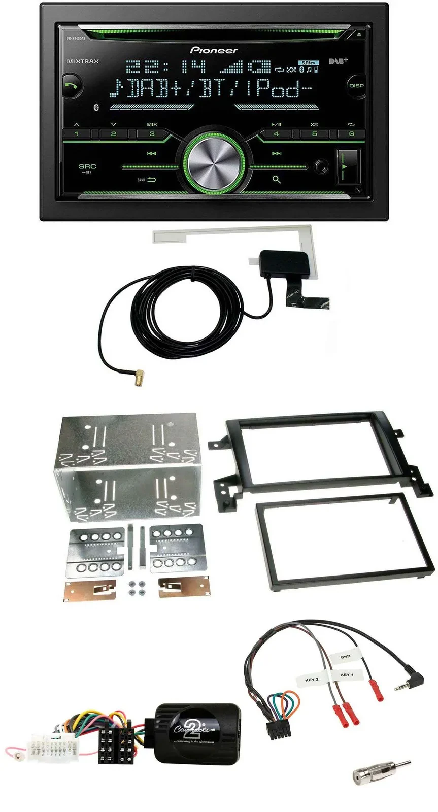 Pioneer CD USB Lenkrad Bluetooth 2DIN DAB Autoradio für Suzuki Grand Vitara 2005