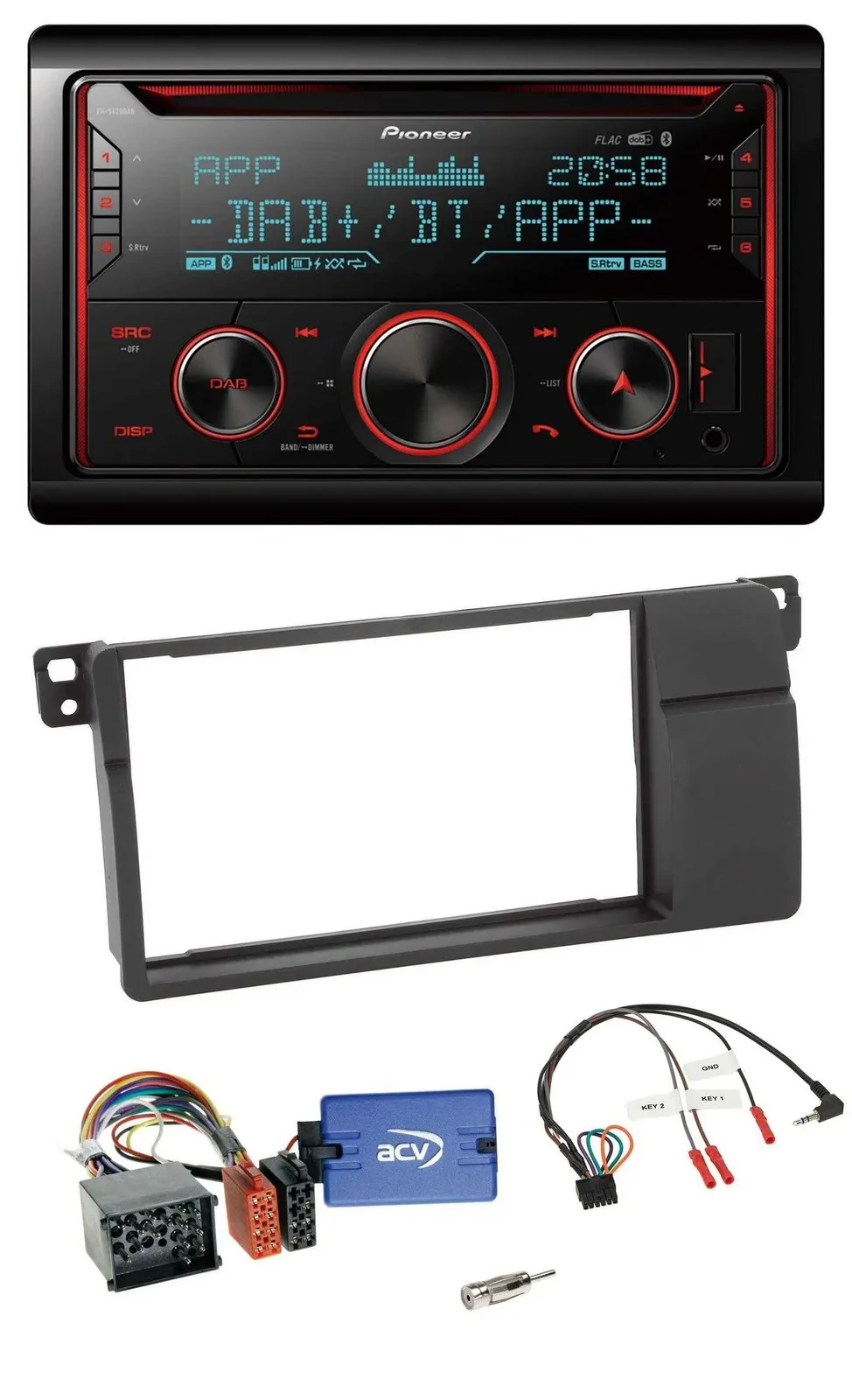 Pioneer 2DIN DAB Lenkrad Bluetooth USB CD Autoradio für BMW 3er E46 2000-2006